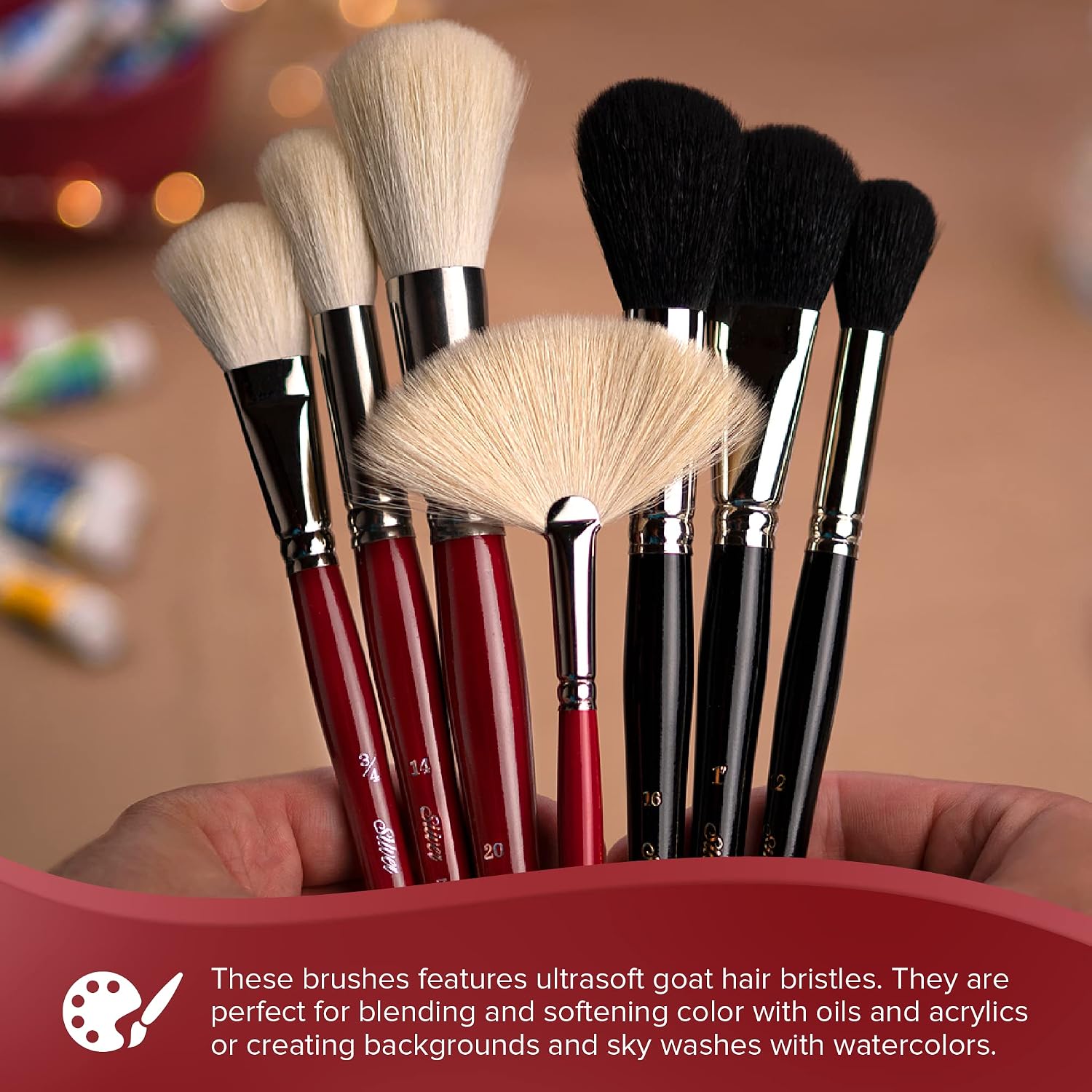 Silver Brush Limited Silver Mop Black Round Paintbrush Set, 5pc