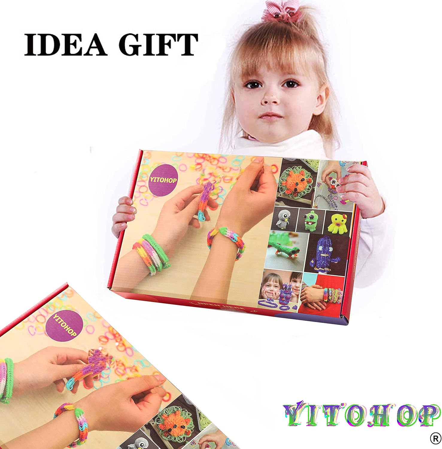 YITOHOP 12080+ Loom Bands Set, Rubber Bands for Bracelet Making Kit, DIY Arts & Crafts Idea, Friendship Bracelet Birthday Gift Kits for Kids Girls Boys Creative Art Crafts