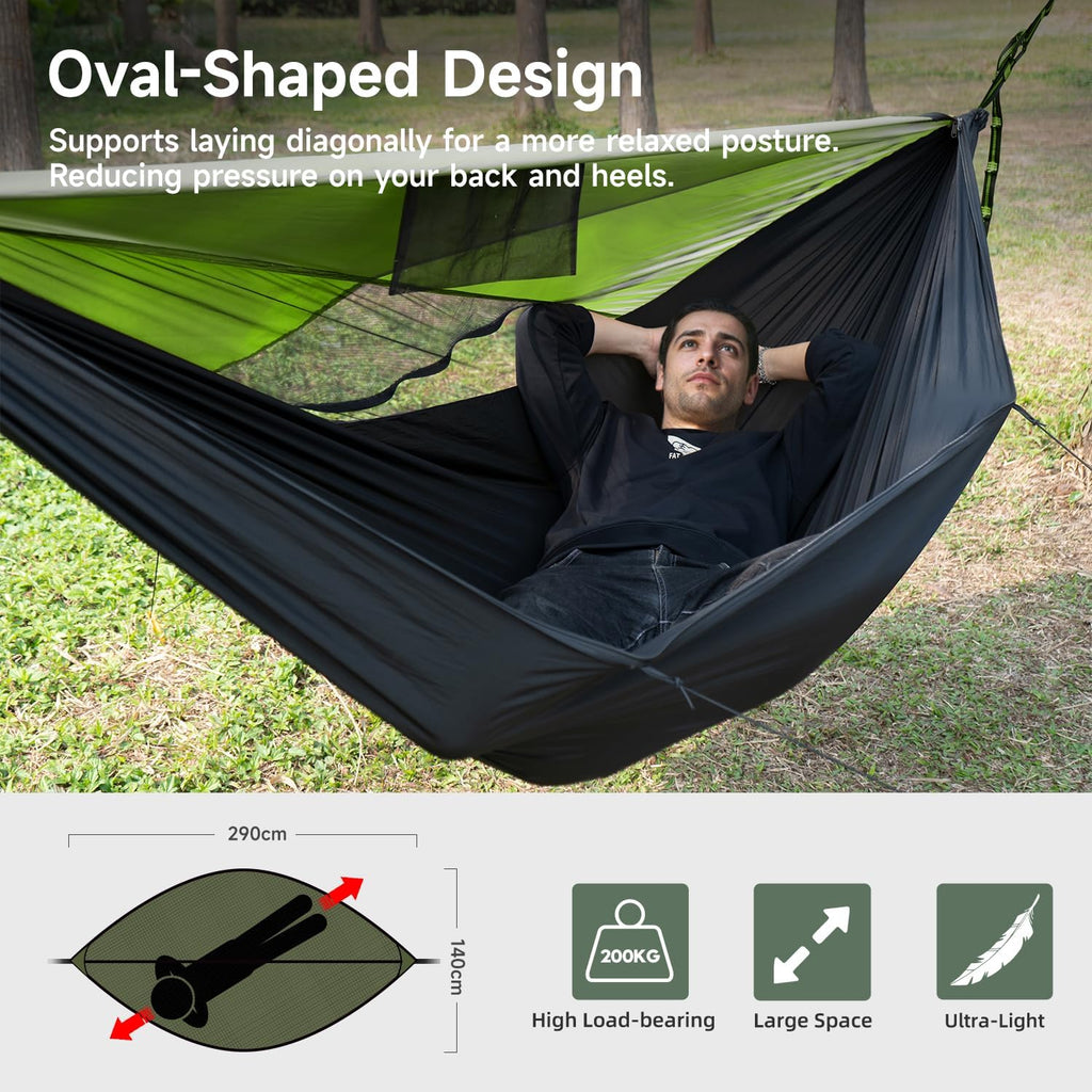 Camping Hammock with Mosquito Net, Sunshade and Ridge Rope, 2 Person