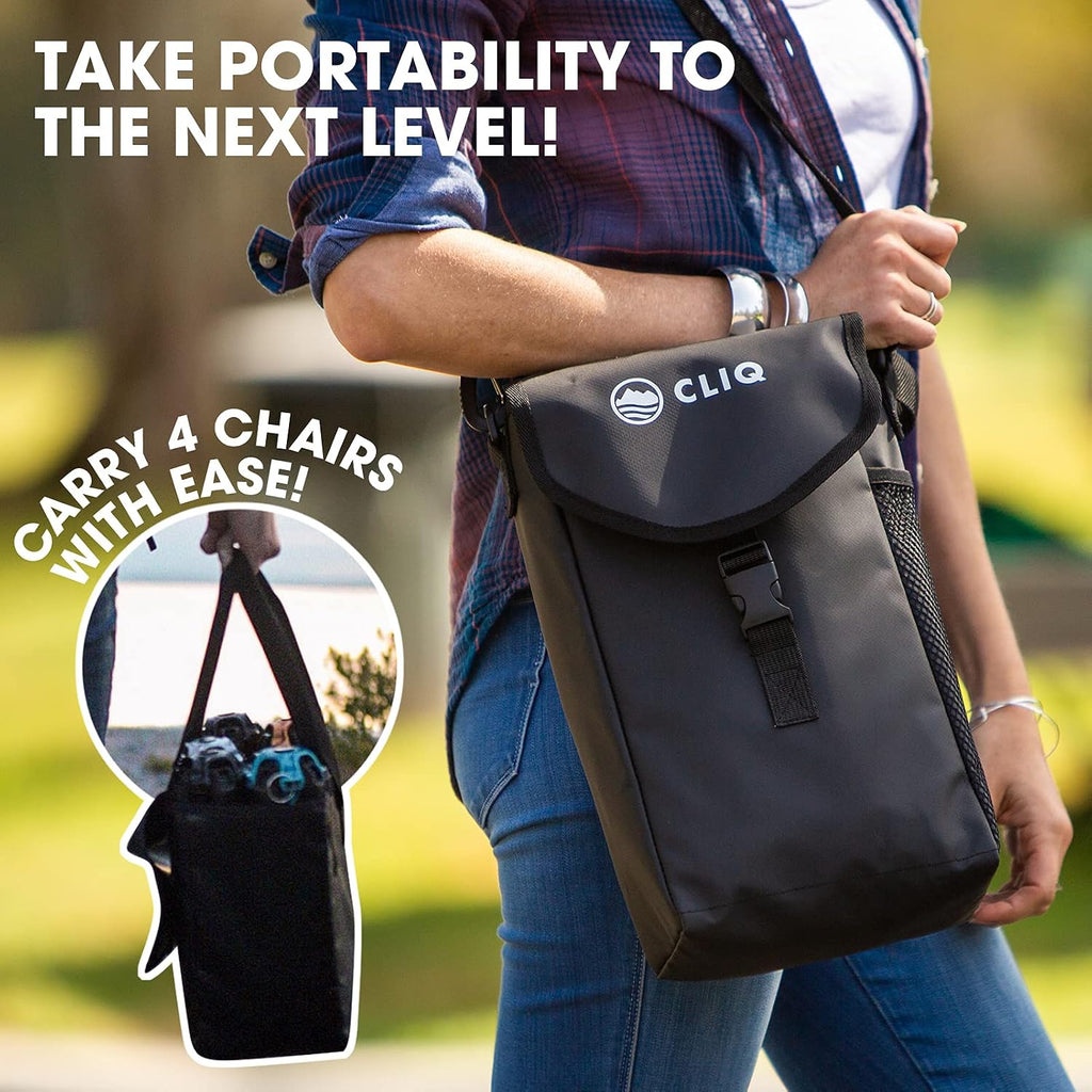 CLIQ Chair Carry Bag, Waterproof Nylon Holds 2, 4, and 6 Camping Chairs