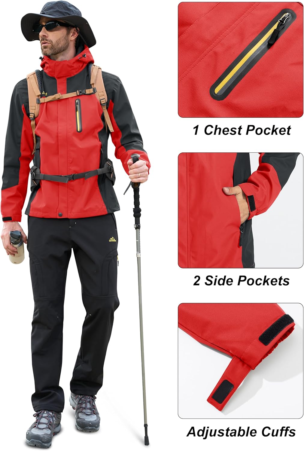 MAGCOMSEN Men's Rain Jacket Lightweight Windbreaker Fishing Raincoat
