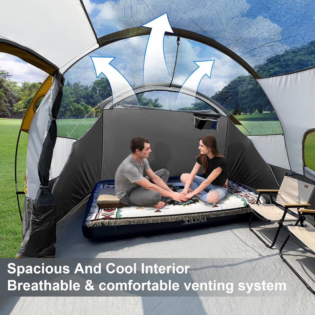 CAMPROS CP 12 Person Camping Tent, 3-Room Family Tent, Rainfly, Waterproof