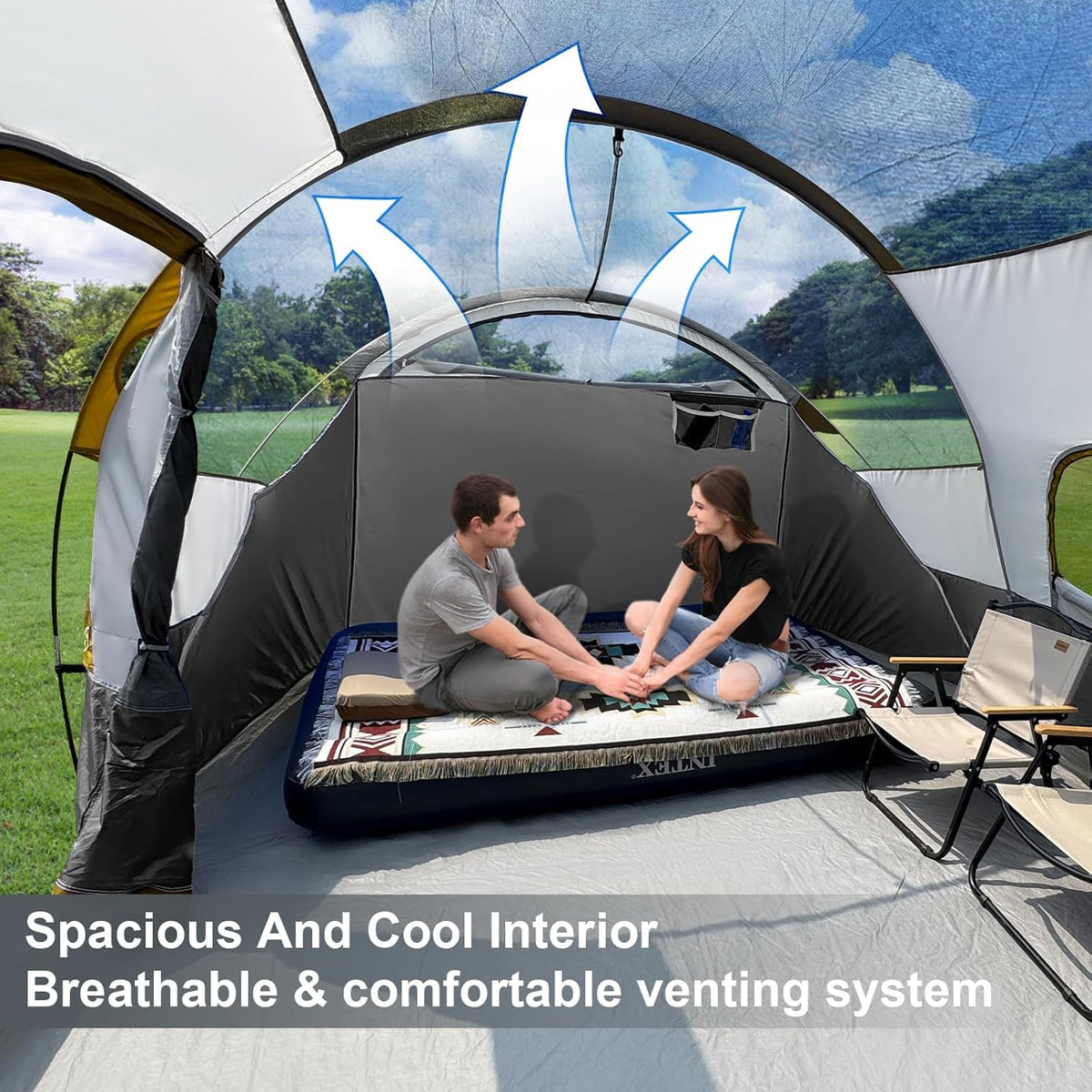 CAMPROS CP 12 Person Camping Tent, 3-Room Family Tent, Rainfly, Waterproof