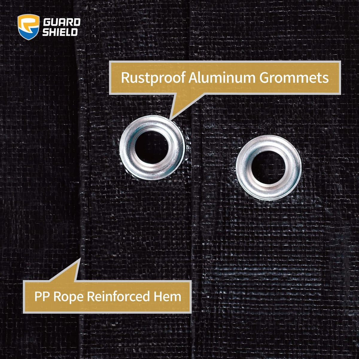 GUARD SHIELD Tarps Heavy Duty Waterproof 6x8 Feet Black Poly Tarp Cover Outdoor Thick UV Resistant Tarpaulin with Grommets 10mil
