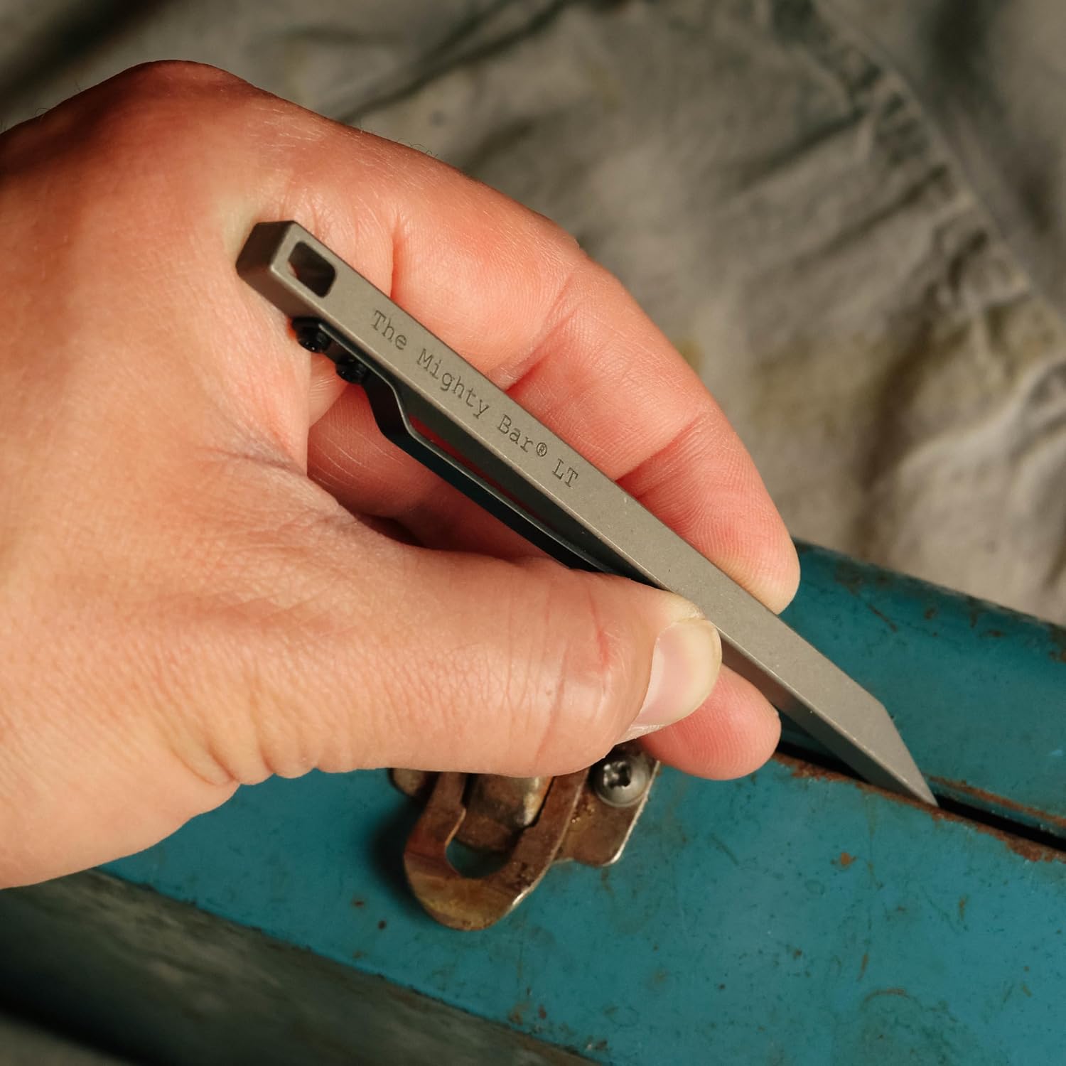 The Mighty Bar LT, Long Titanium Edition Pry Bar Tool, Stainless Steel Pocket Clip for EDC Made by Gear Spool