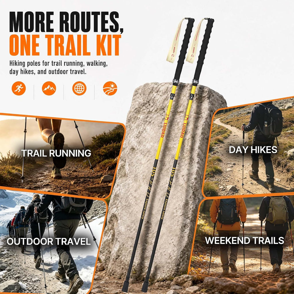 Carbon Fiber Hiking Poles Collapsible Lightweight，2 Pack