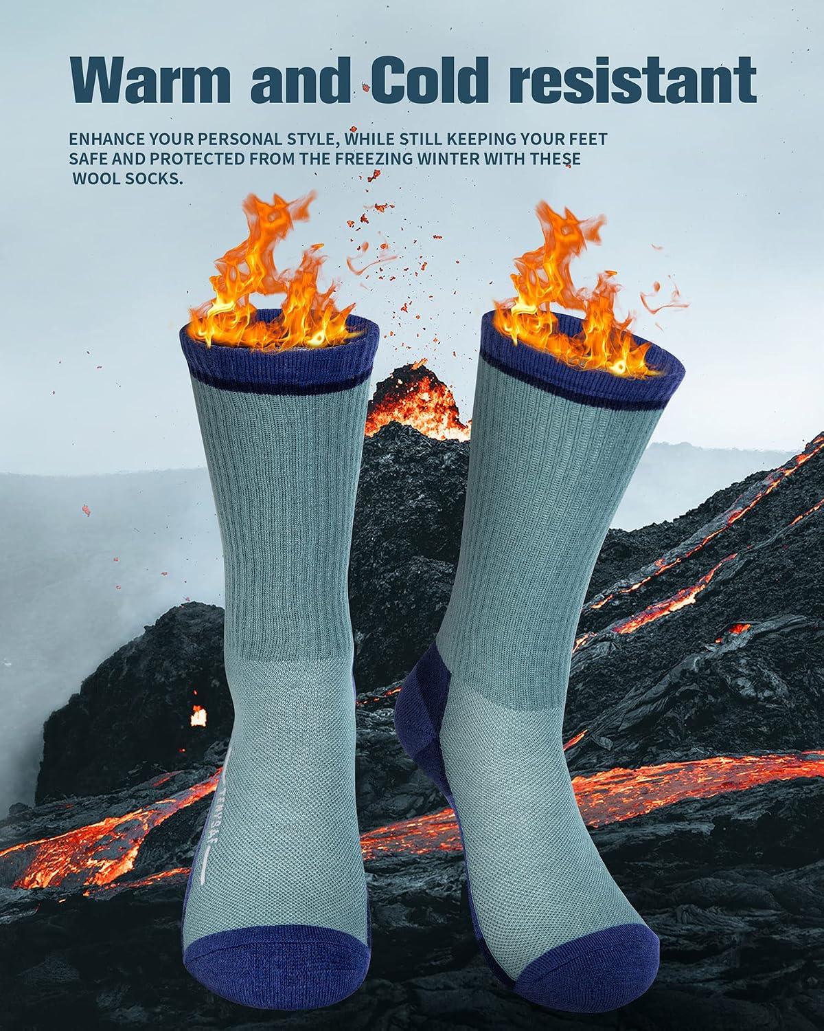 Wool Hiking Socks for Men - Women Lightweight Crew Merino Wool Socks with Cushion for Camping Hunting Work,4 pack