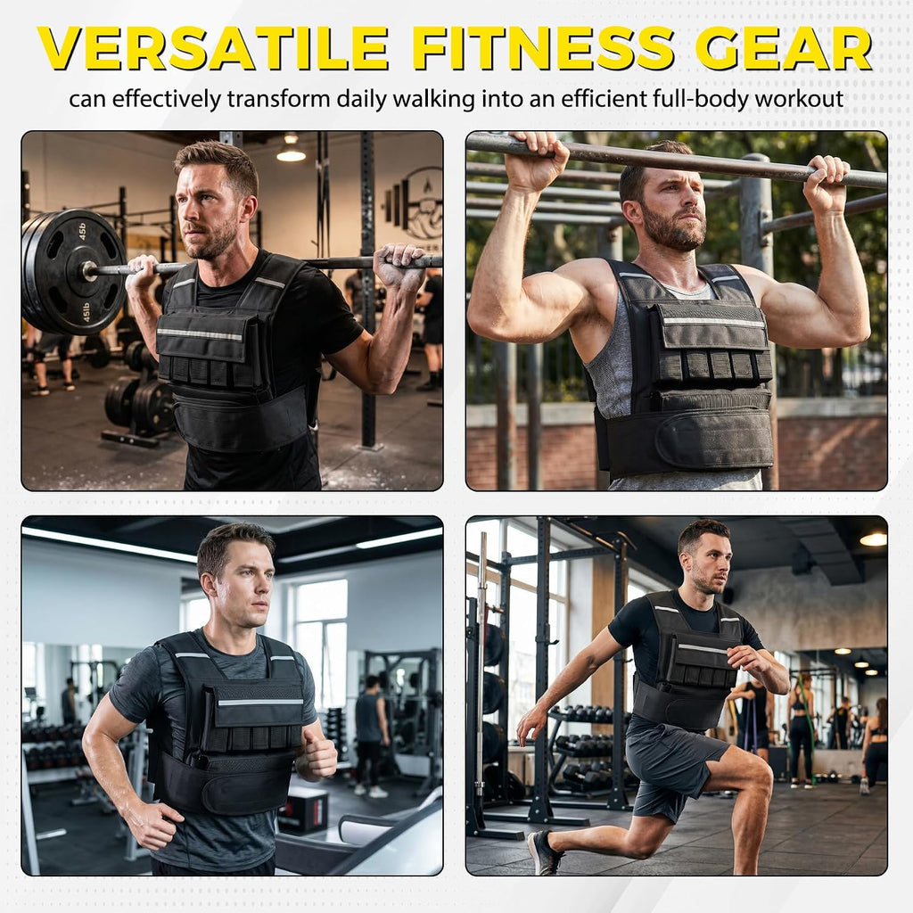 F2C Adjustable Weighted Vest 30lb / 40lb / 60lb, Removable Sandbag Weight Vest for Men Women, Running Walking Rucking, Strength & Fitness Training Vest with Reflective Strips