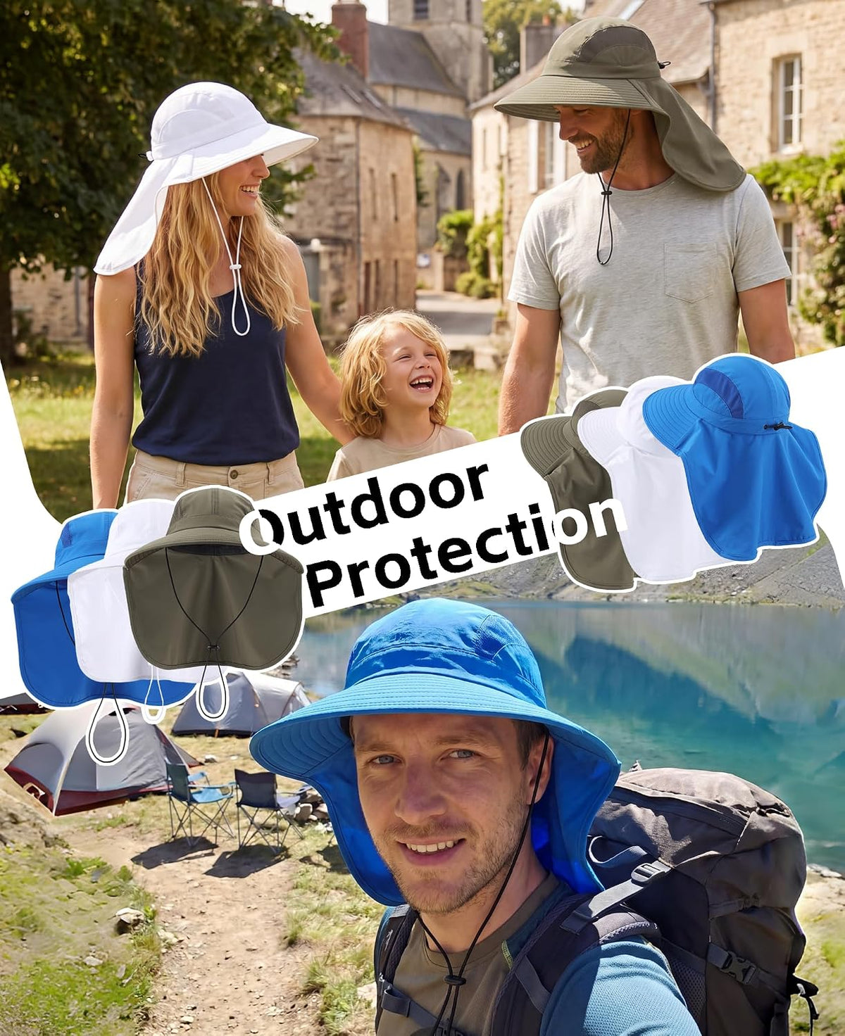 Home Prefer UPF 50+ Sun Hats for Men Women Wide Brim Fishing Hat with Neck Flap UV Protection Sunblock Safari Bucket Hat