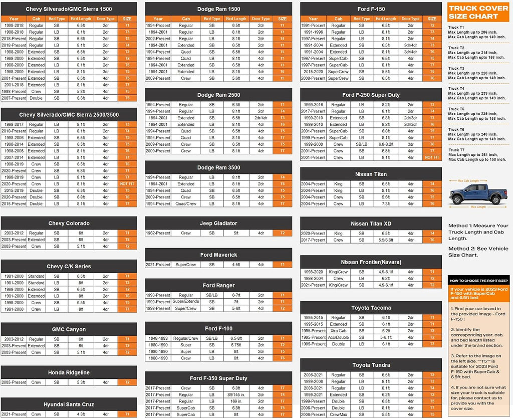 Kayme Truck Cover Waterproof All Weather - See Size Chart - Size T5