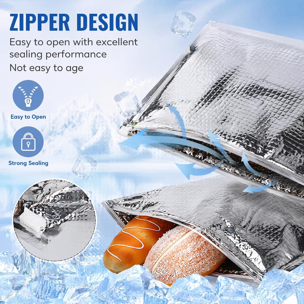 Insulated Food Storage Bag with Zipper Design, Hot Cold Cool Storage Bags for Food, Reusable Thermal Lunch Household Food Pouches Organizer Hot Sandwich Bags, 5PCS
