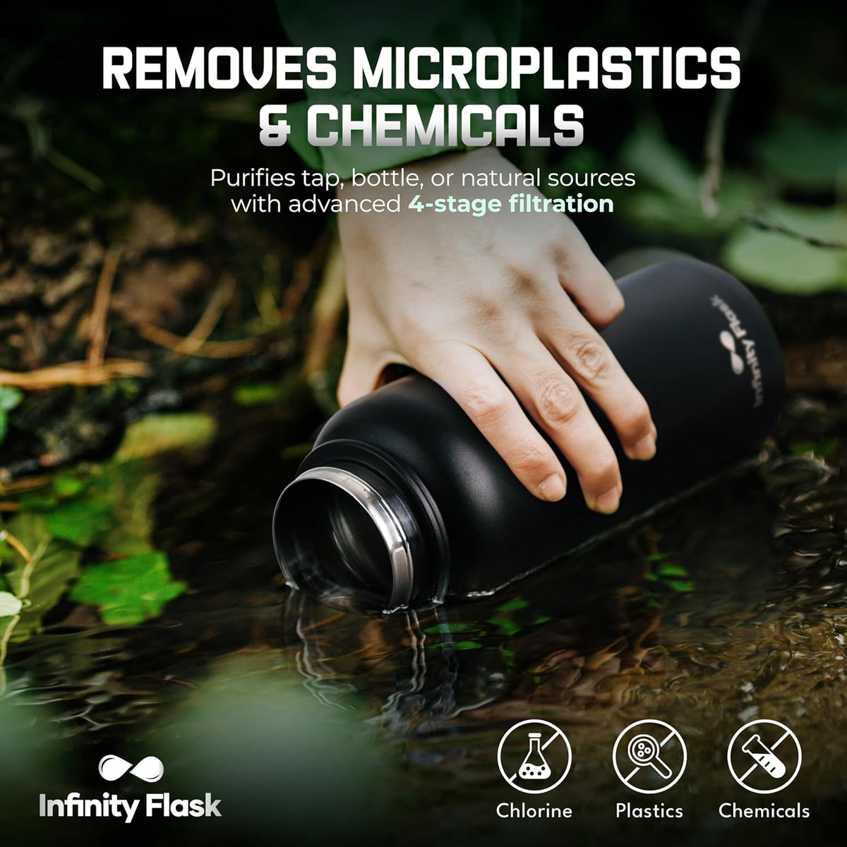 Filtered Water Bottle 32 oz Stainless Steel | Infinity Flask