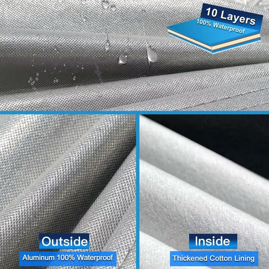 10 LayerTruck Cover Waterproof All Weather. Pickup Truck Cover Rain Snow UV Dust Protection. Length: 221-235 inches, Universal Fit for Ford F150 Chevy Silverado Dodge Ram 1500.