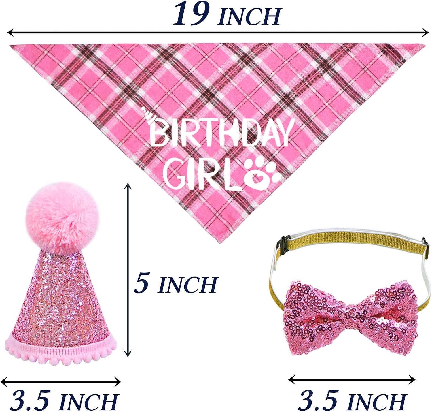 STMK Cat Birthday Party Supplies, Cat Birthday Hat with Number Cat Birthday Bandana Girl Bow Tie Collar for Cats Kittens Birthday Decorations