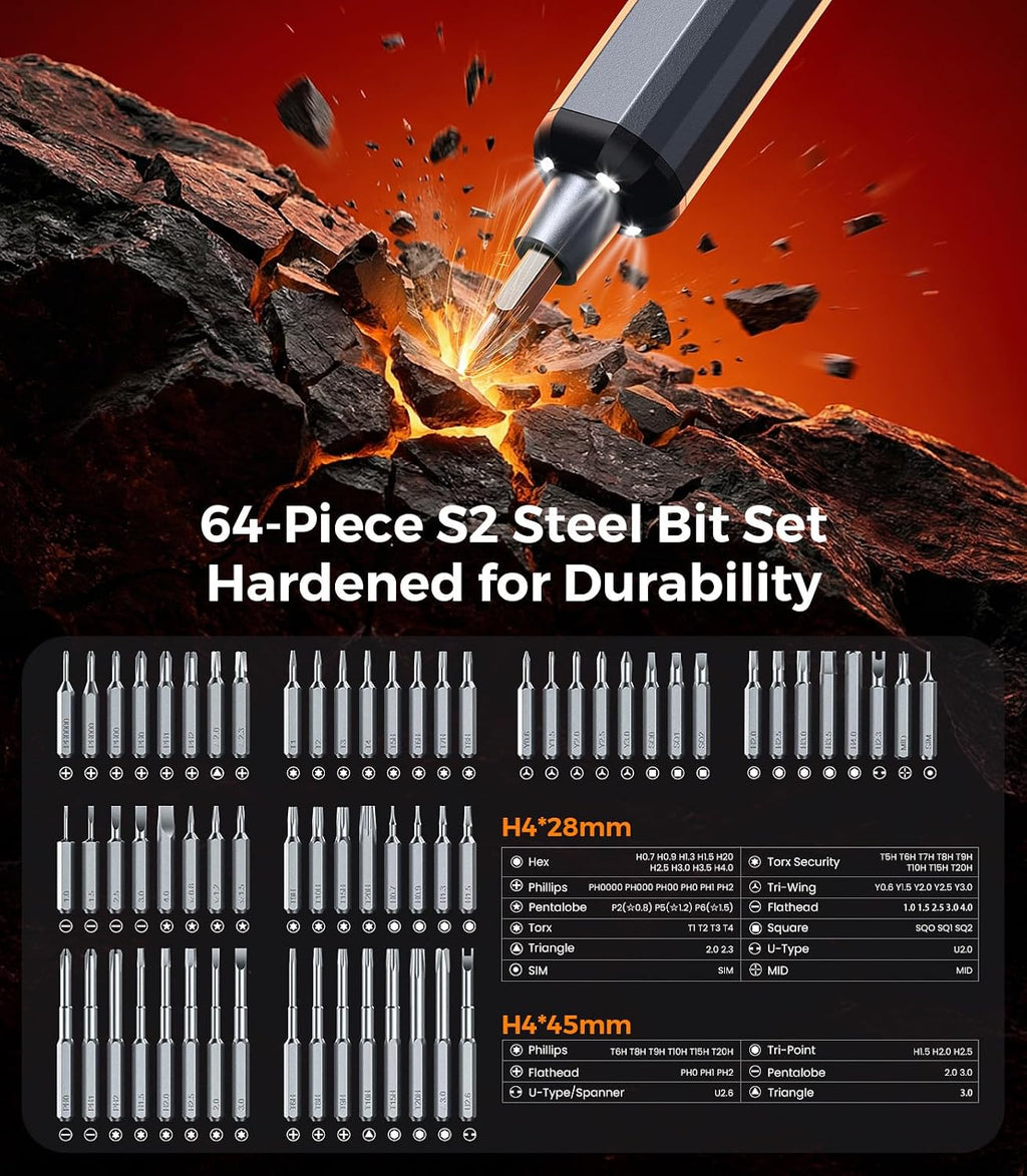 AXTH 76-in-1 Mini Electric Screwdriver Set, [Precise Torque Control]