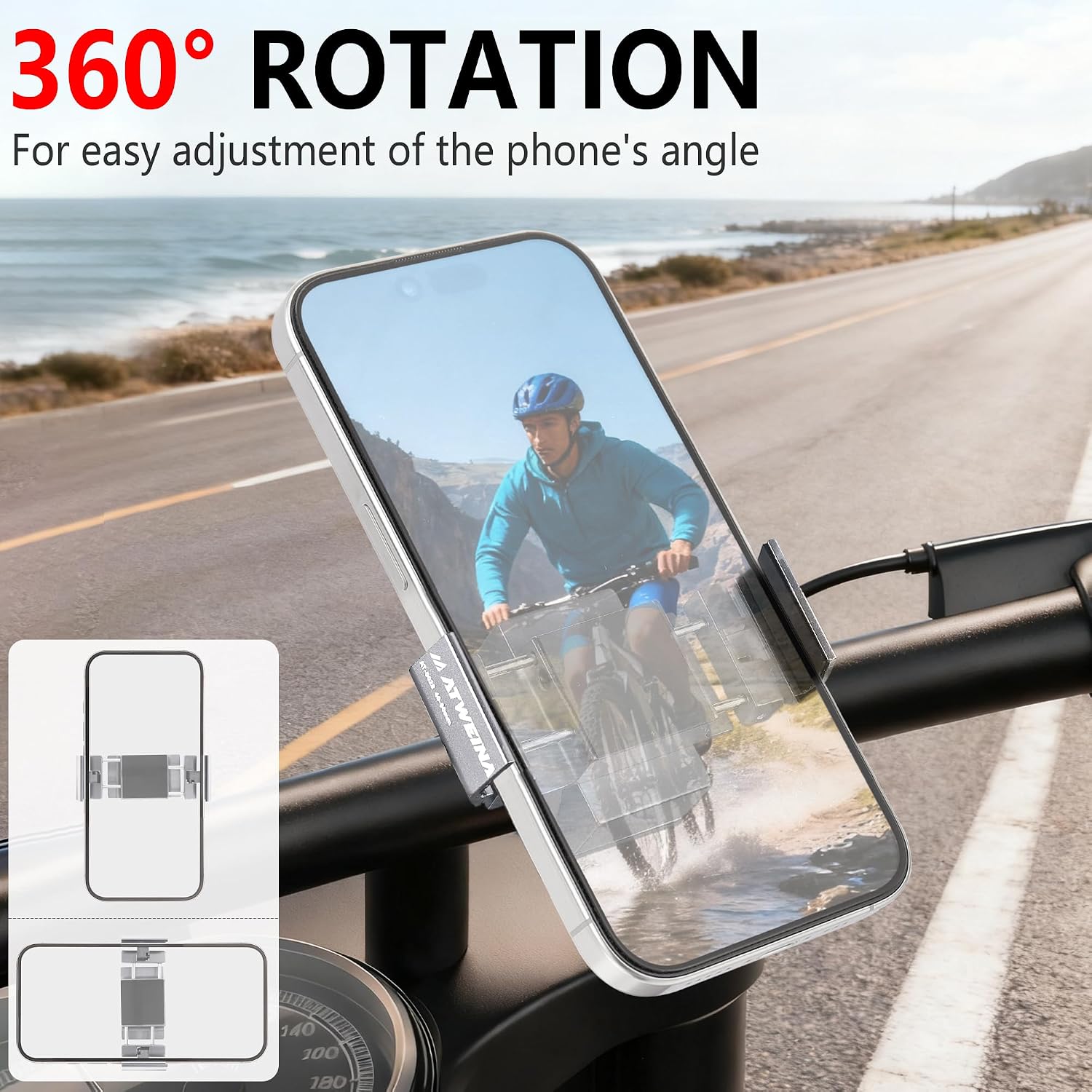 Bike Handlebar Mounts for 4.5-7.2 Phones (Silver)