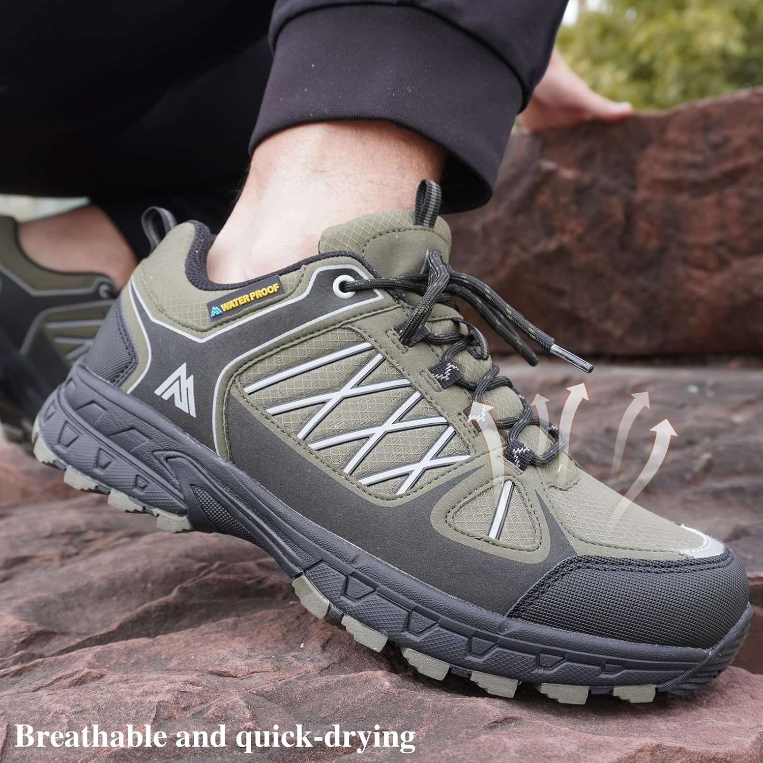 Queday Mens Waterproof Lightweight Hiking Shoes