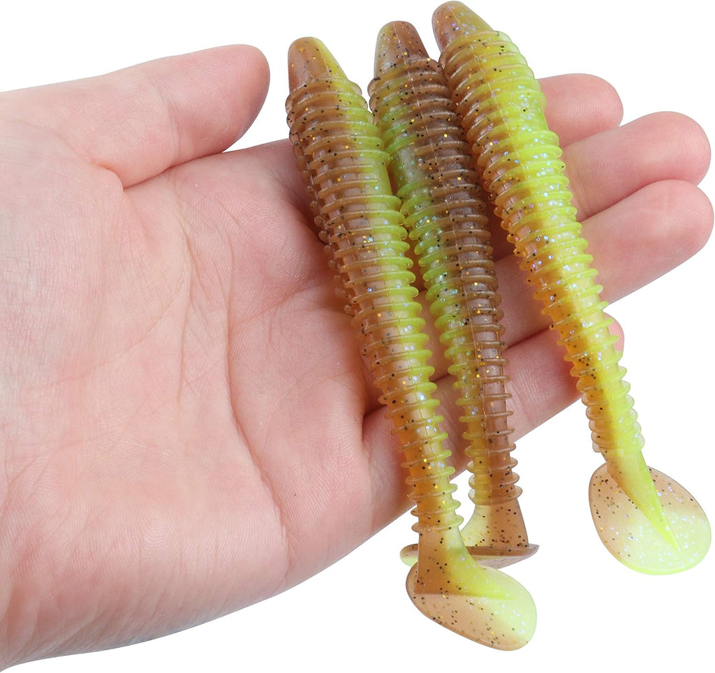 RUNCL Swimbaits Paddle 10/20/30/40PCS, 5/4/3/2 Inchs Paddle Tail, Soft Lure for Trout Crappie Bass, Durable Plastic Bait Swimmer for Saltwater/Freshwater, Fishing Lover's Gift