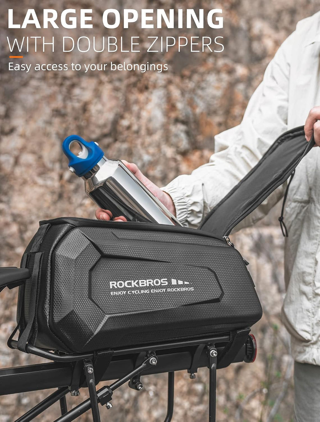 ROCKBROS Bike Rack Bags 9L Hard Shell Trunk Pannier Bag with Rain Cover
