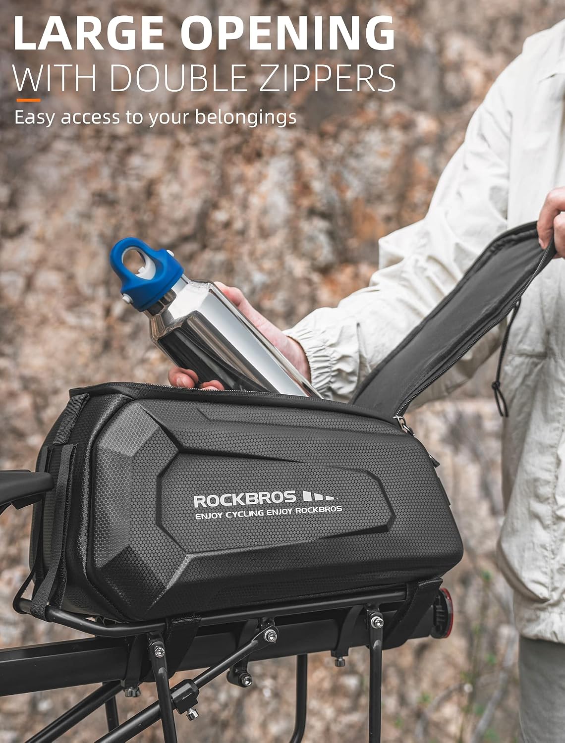ROCKBROS Bike Rack Bags 9L Hard Shell Trunk Pannier Bag with Rain Cover