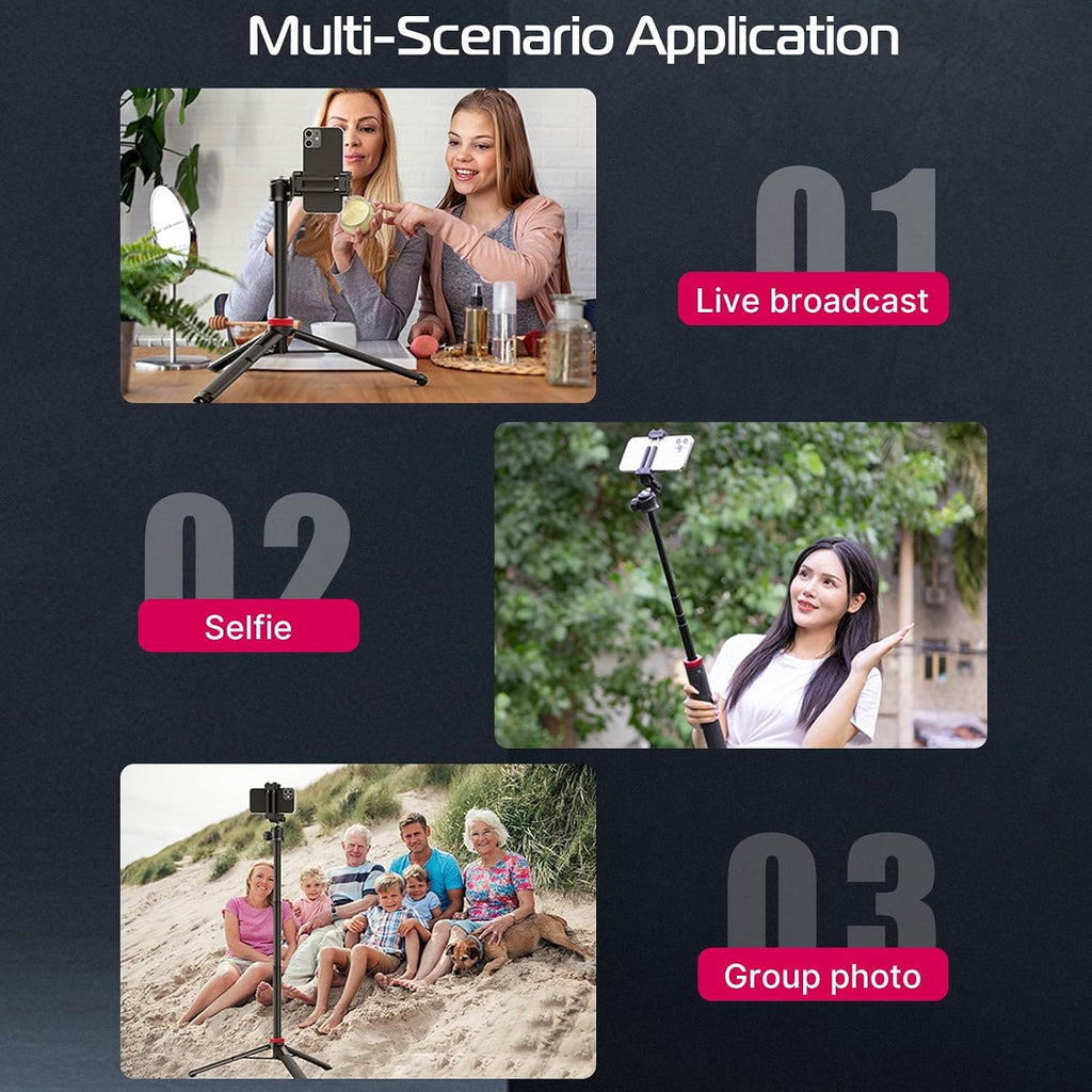 ULANZI MT-44 Auto Open Phone Tripod, 59" Extendable Selfie Stick Vlog Stand