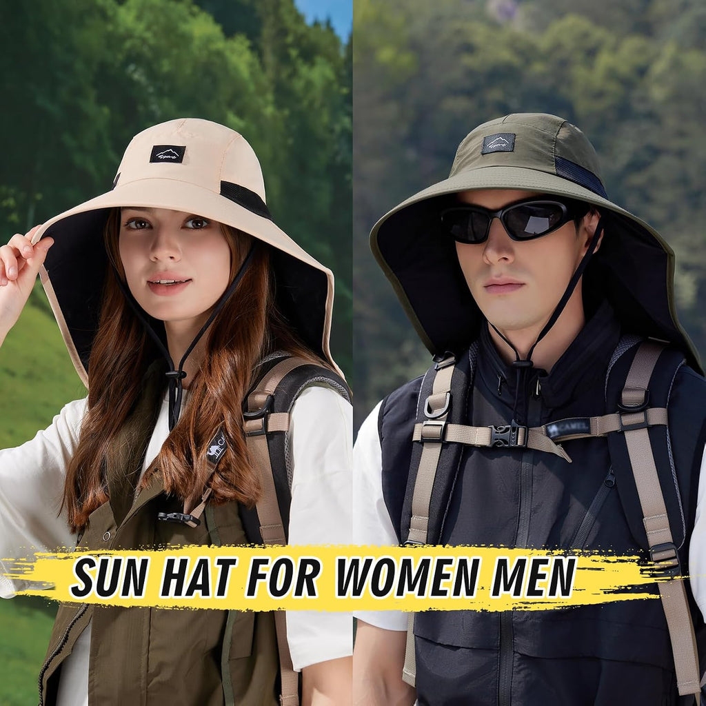 Rosoz Outdoor Sun Hat for Men Women, UPF 50+Fishing Hat with Neck Flap