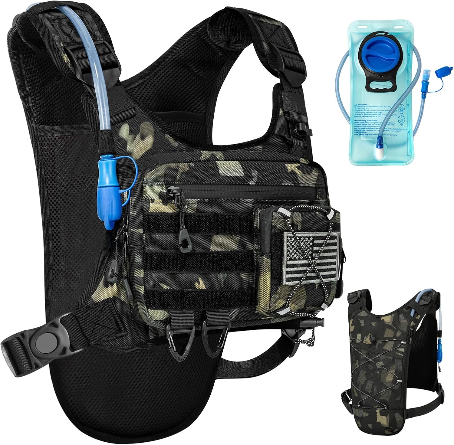 Hydration Vest with 2L Water Bladder for Men and Women,Lightweight Adjustable Hydration Backpack,Hiking Backpack with Water Bladder for Climbing Cycling Hiking