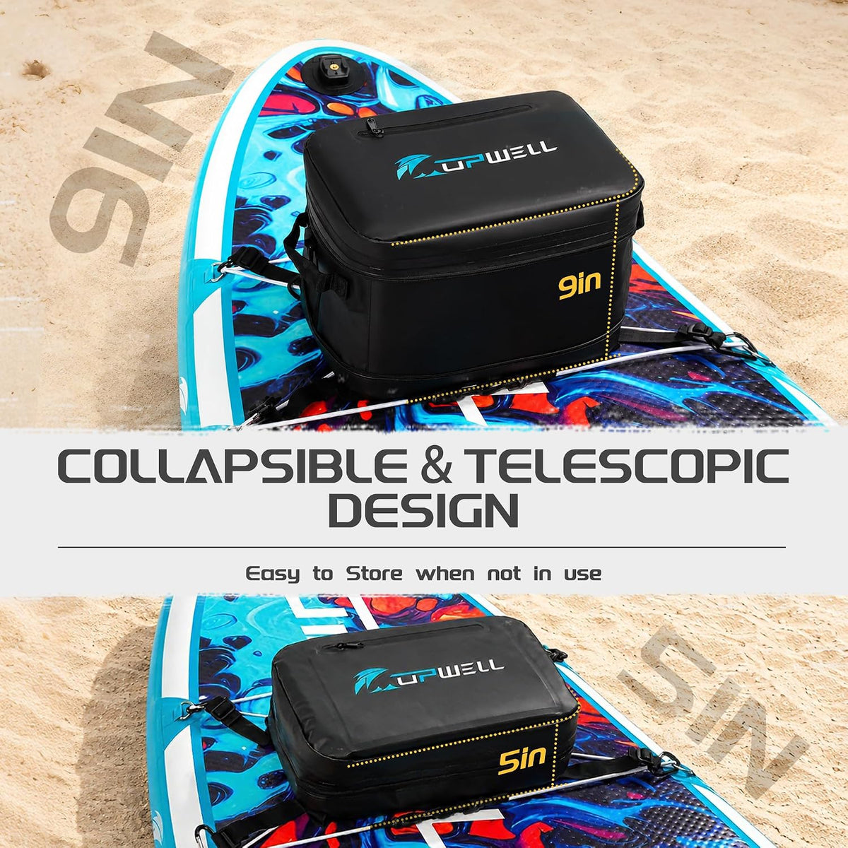 UPWELL Paddle Board Accessories, Waterproof SUP Cooler Bag with TPU Zipper, PVC Dry Bag, 30 Cans Surf Kayak Cooler Bag for Paddle Board, Kayak