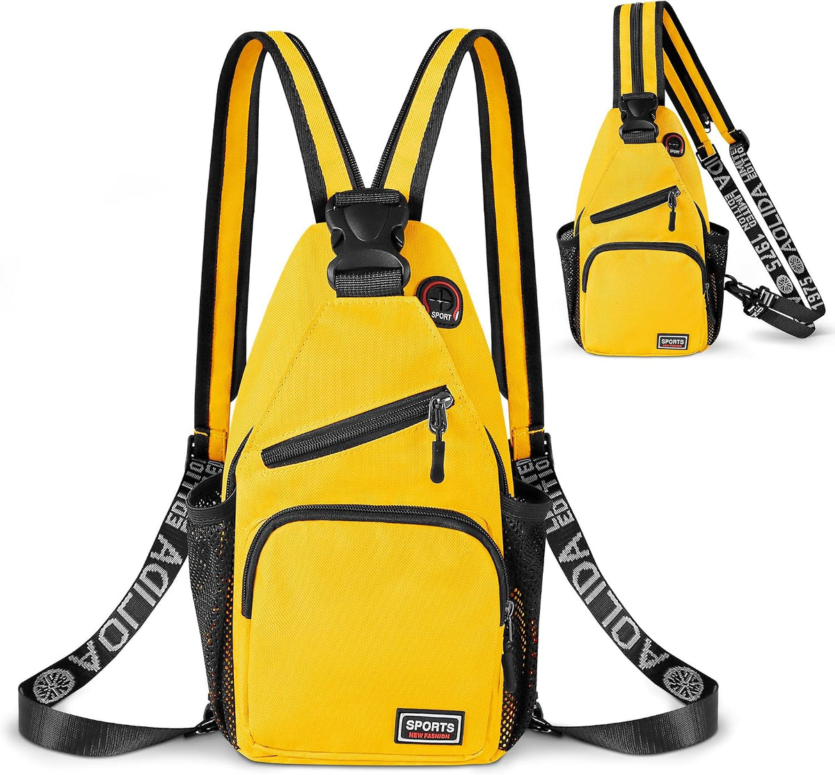 Crossbody Backpack Convertible Sling Bag for Women Men with Adjustable Strap Small Casual Daypack for Hiking Traveling (Small, 11-Inch, Yellow)