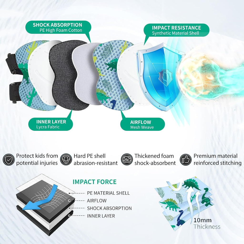 Skateboard Pads for Kids,Elbow Pads and Wrist Guards Protective Gear,Strong Double Straps&Adjustable Easy-Fix Clips for Skateboarding,Rollerblading,Scooters,Bicycle