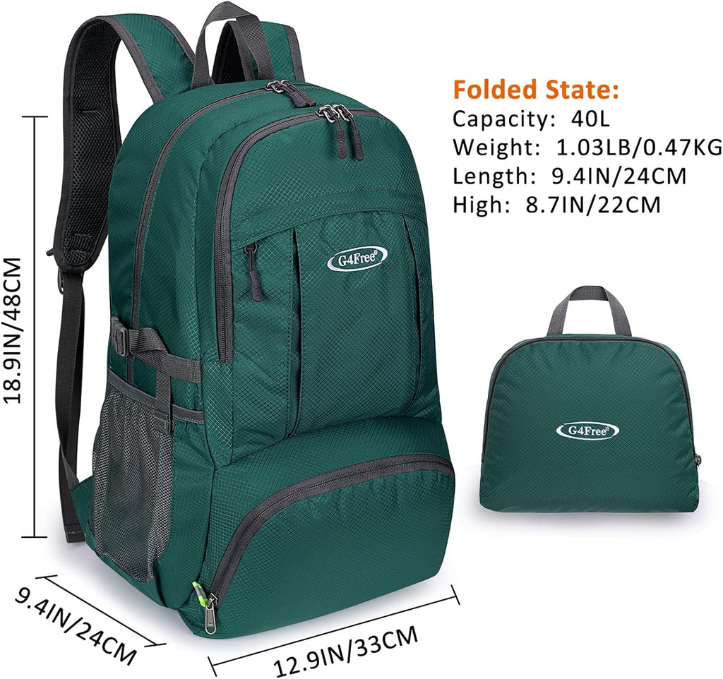G4Free 40L Lightweight Packable Hiking Backpack, Waterproof Travel Daypack