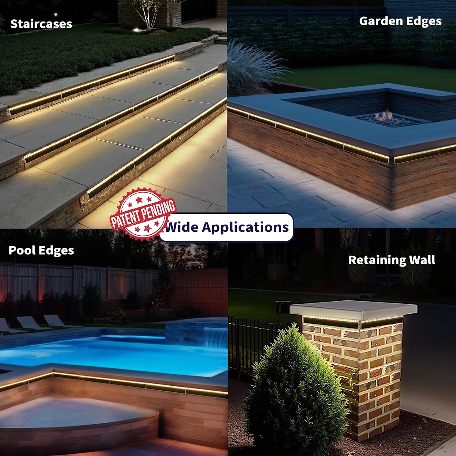 SHONELIGHTING Solar Step Lights Outside, 33 Focused LEDs, Stair Light, 6PK