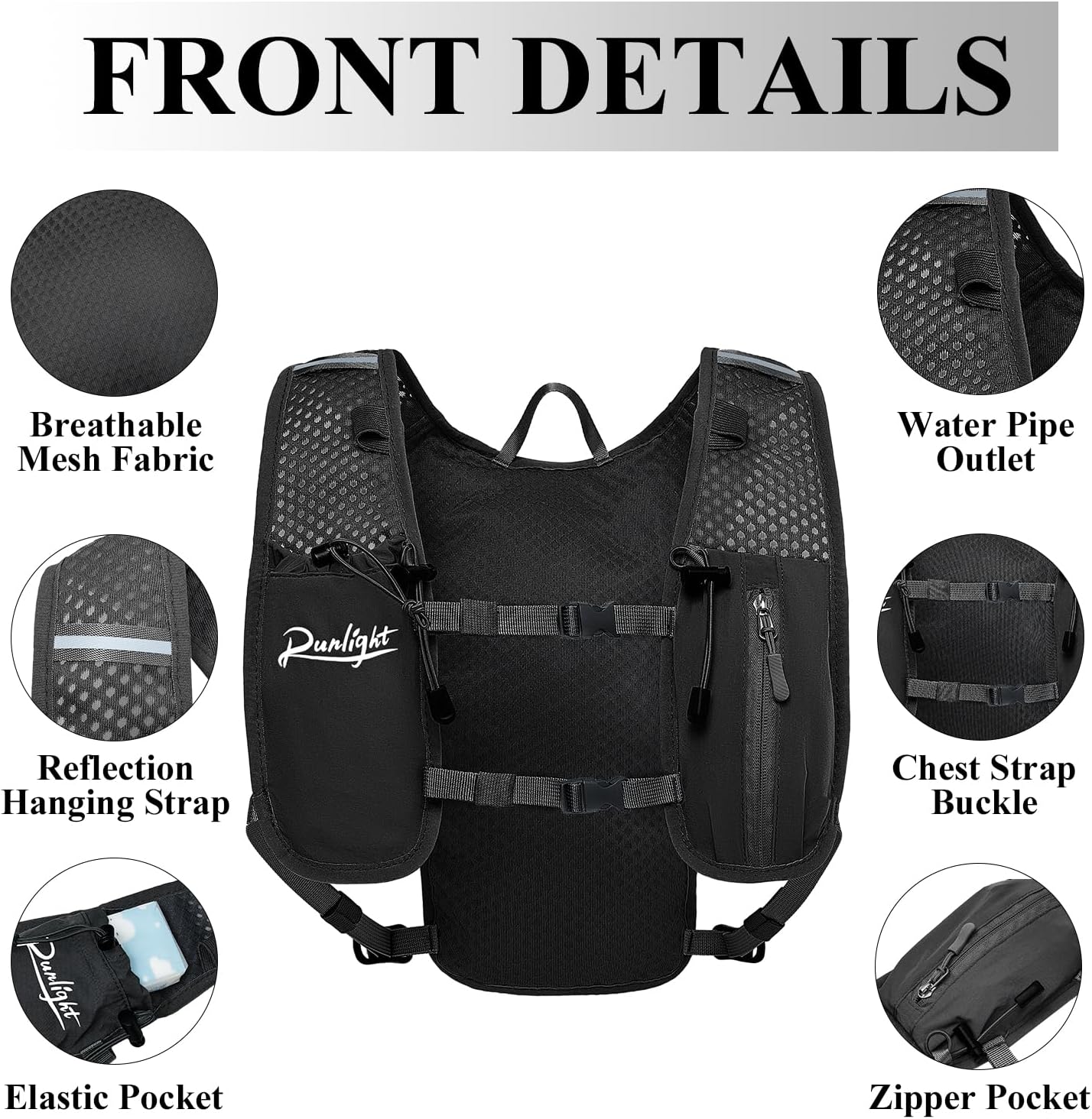Runlight Running Vest for Women Men Lightweight Hydration Backpack Pack with 1.5L Water Bladder Bag Hydro Daypack for Hiking,Trail,Skiing,Camping,Cycling,Race,Marathon