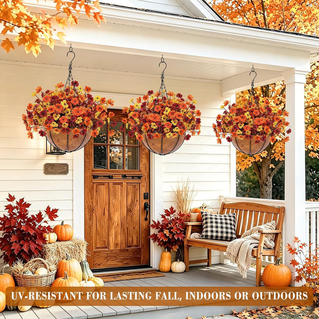 24 Bundles Fall Artificial Flowers for Outdoors Fall Decor UV Resistant