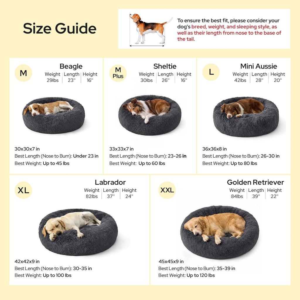 Bedsure SupportMax™ Calming Dog Beds Large Sized Dog Washable Pet Bed,36in
