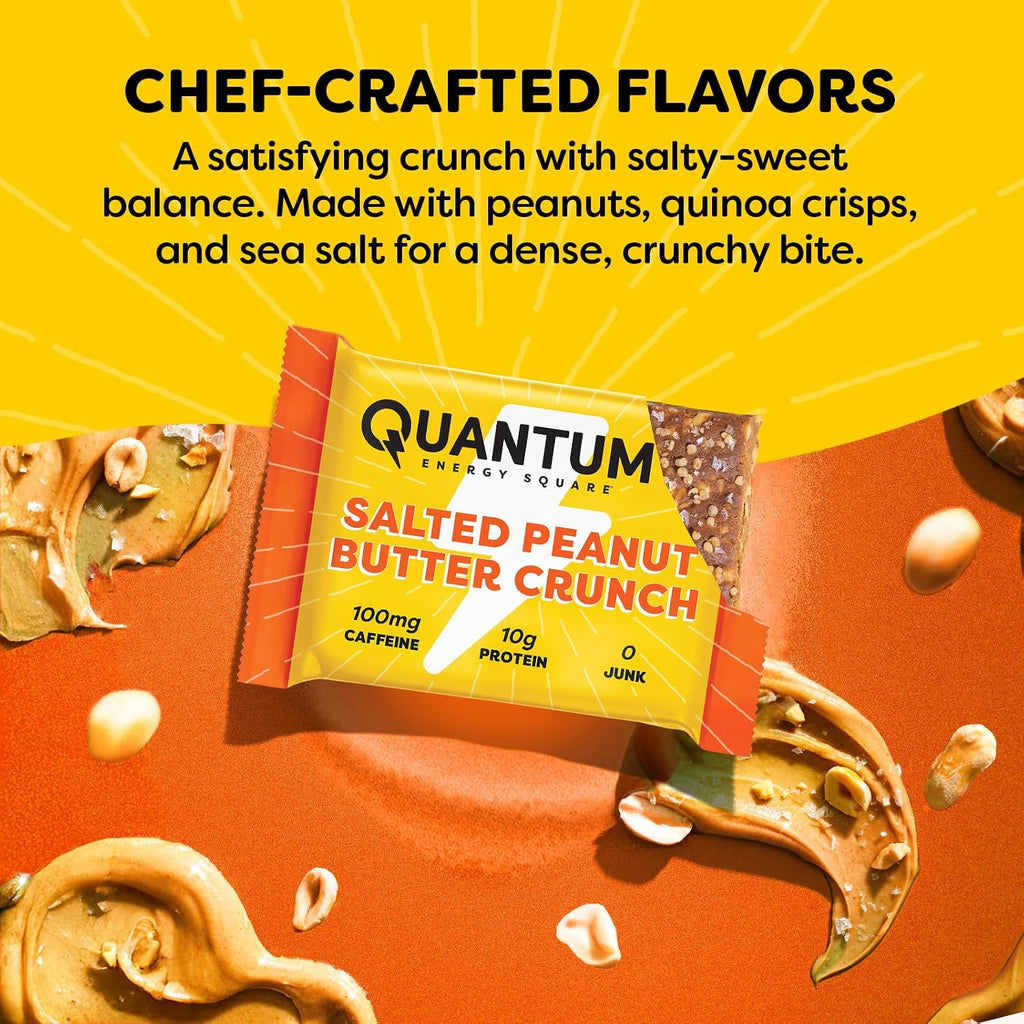 QES Energy Bar, Salted Peanut Butter, Caffeine, 10g Protein, Gluten Free