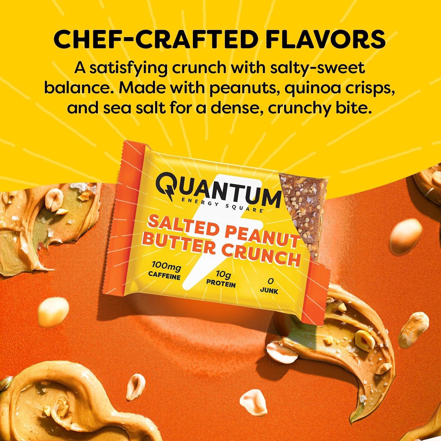 QES Energy Bar, Salted Peanut Butter, Caffeine, 10g Protein, Gluten Free
