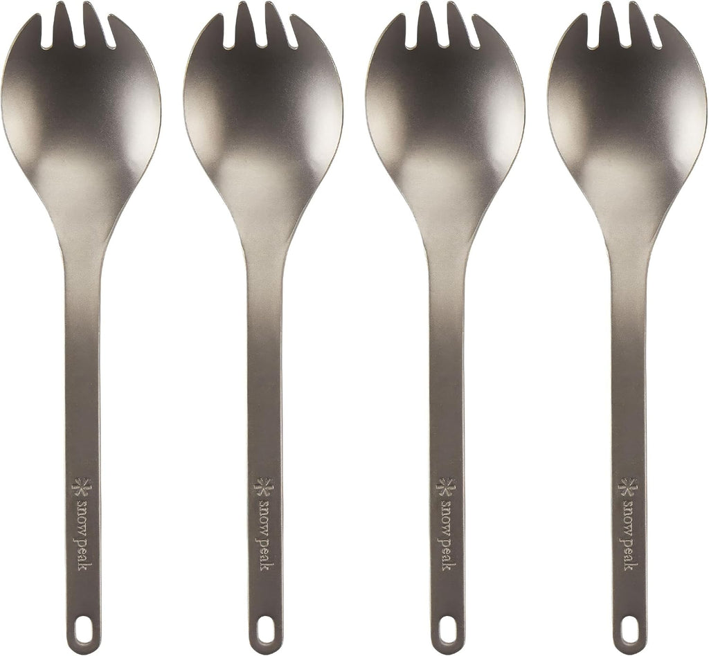 Snow Peak Titanium Spork for Outdoor Use, Portable and Durable, 4 Pack