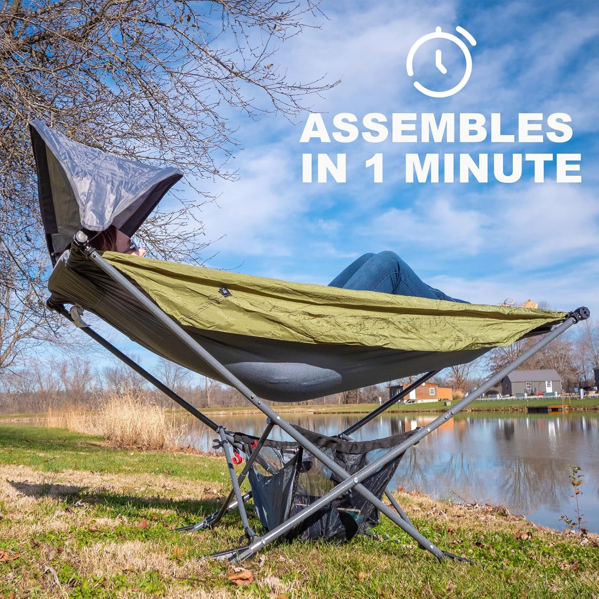 Portable Hammock with Stand for Indoor Outdoor Camping Essentials