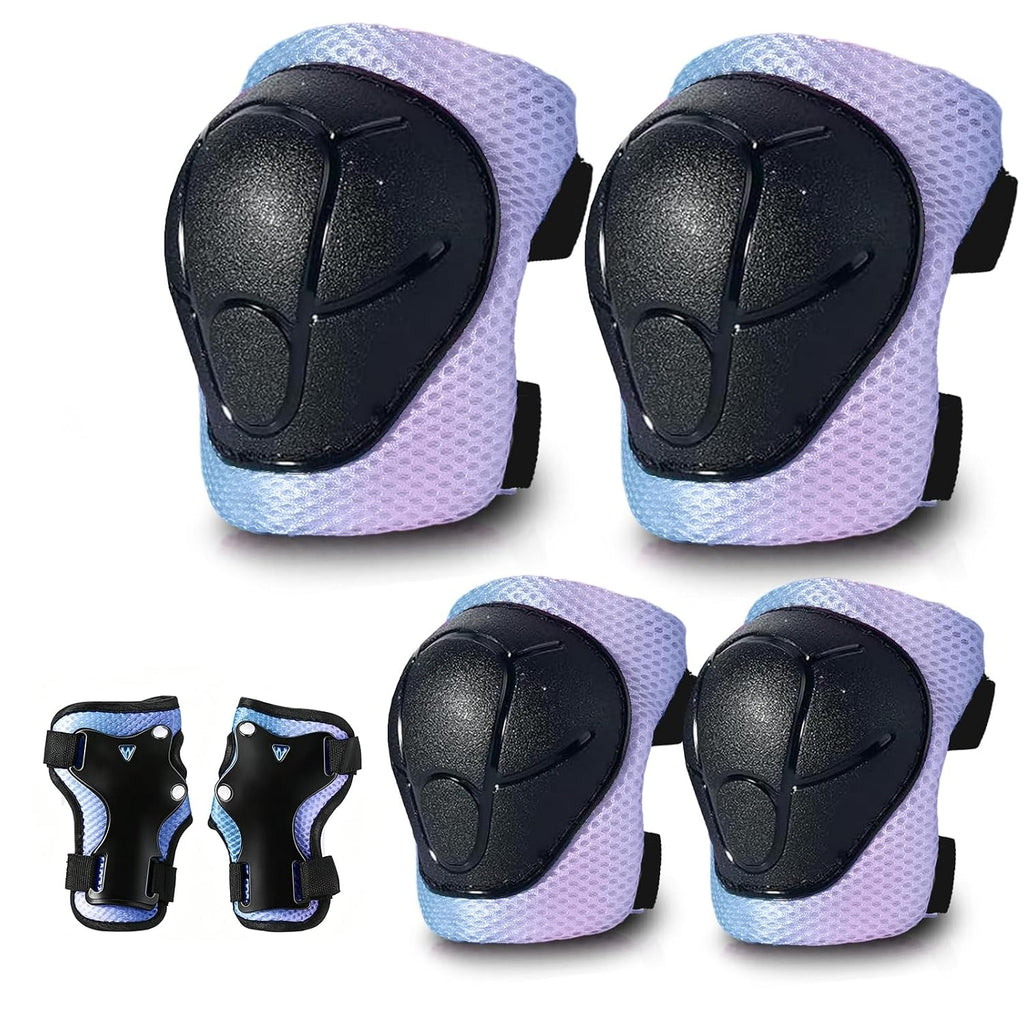Gradient Color Kids Protective Gear Set Knee Pads for Kid 2-14 Years,W/ Adjustable Strap Kids/Youth Knee Pads Elbow Pads Wrist Guards Set for Inline Roller Skates,Cycling,BMX Bike,Skateboard,Scooter