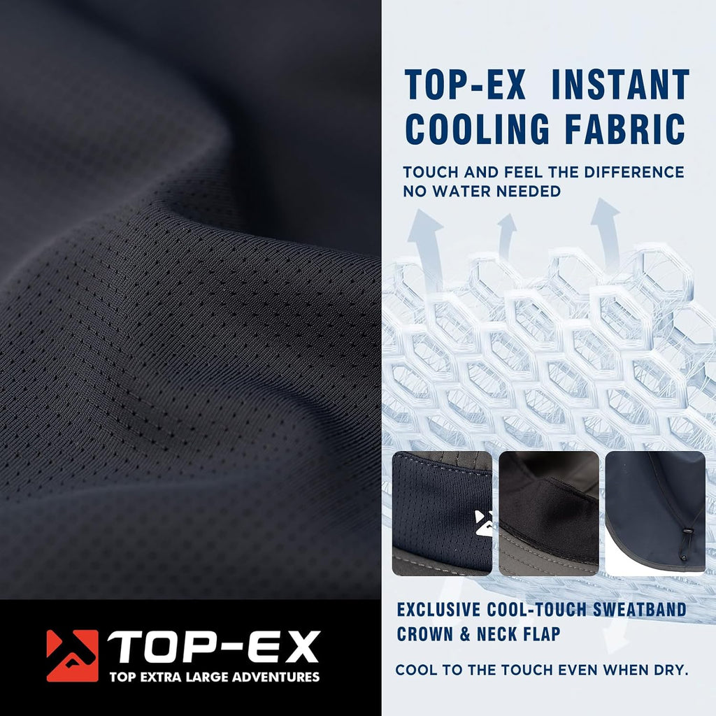 TOP-EX UPF 50+ Cooling Wide Brim Sun Hat for Men with Neck Flap, Packable
