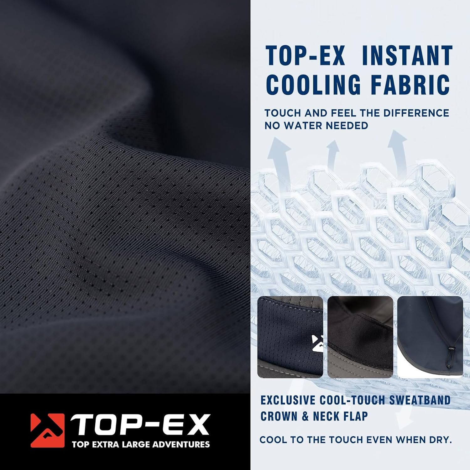 TOP-EX UPF 50+ Cooling Wide Brim Sun Hat for Men with Neck Flap, Packable