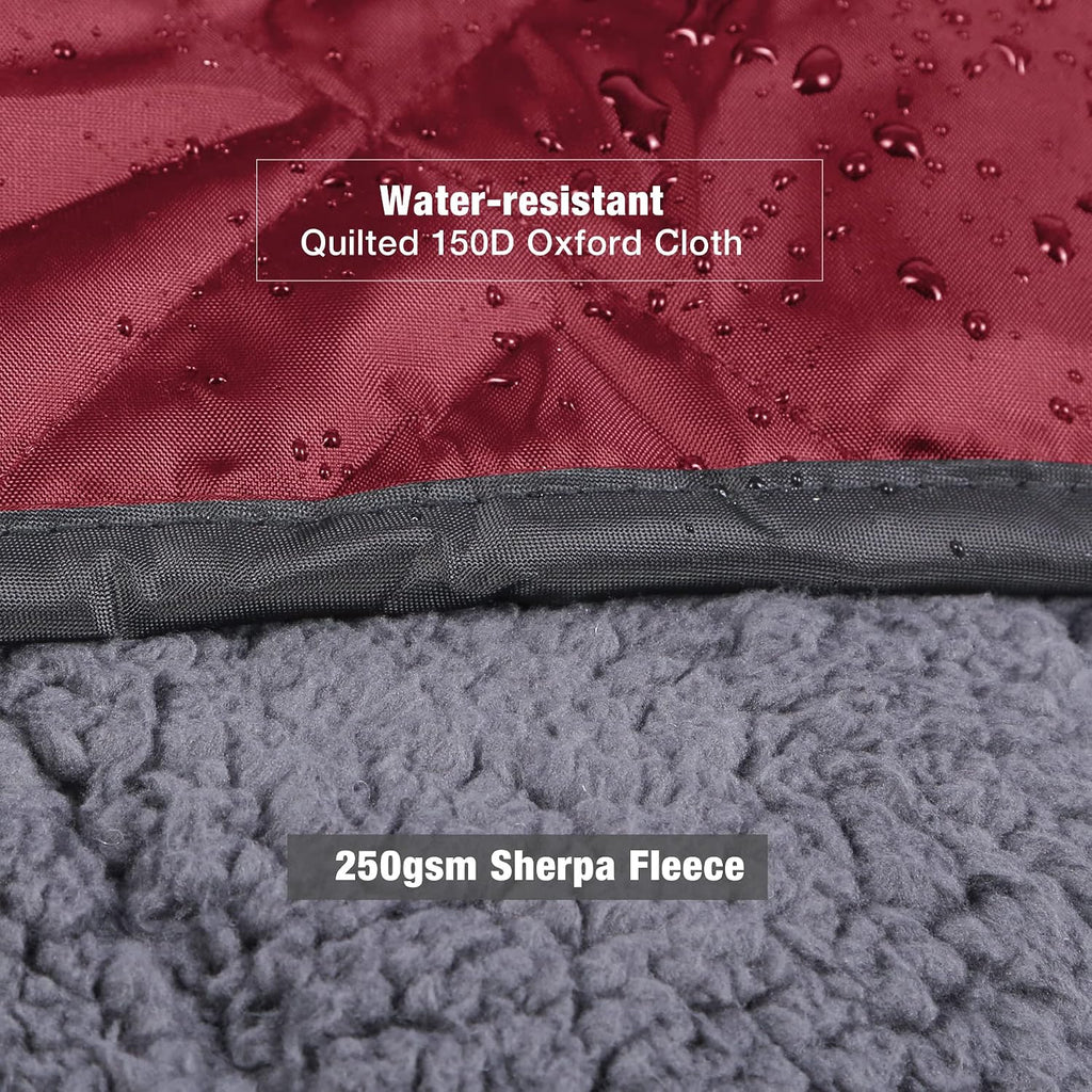 REDCAMP Large Camping Blanket with Sherpa Lining, Wine Red 79"x59"