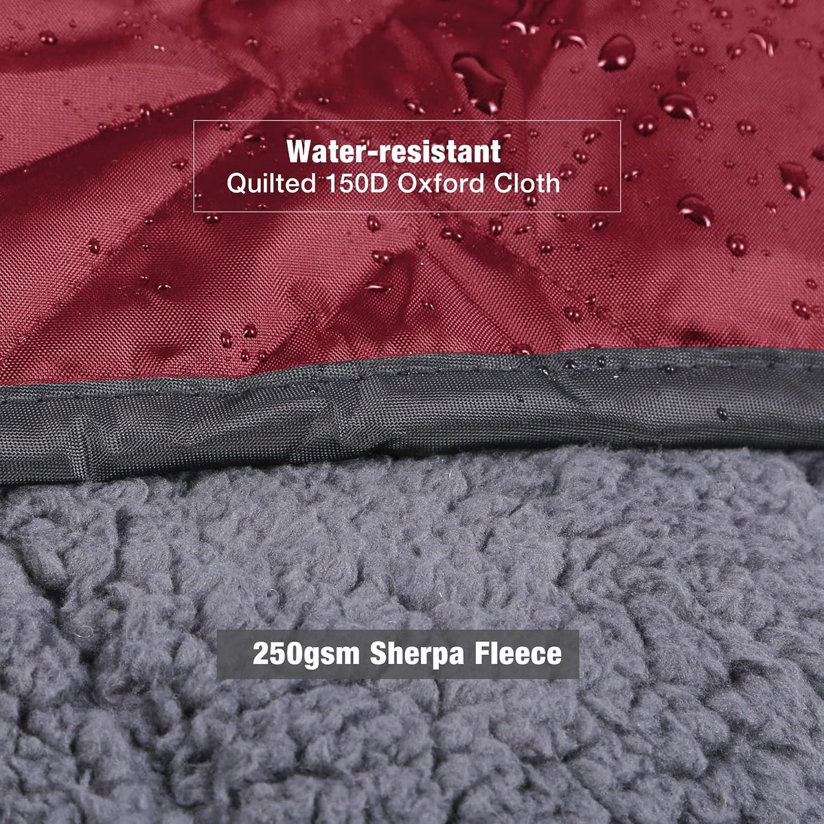 REDCAMP Large Camping Blanket with Sherpa Lining, Wine Red 79"x59"