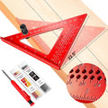 7 inch Carpenter Square, 1/16" Precision Hole Scribing Square Tools, 0-90° Aluminum Alloy Rafter Square, Woodworking Square with Stair Gauge & Carpenter Pencils 12 Refills AM13F