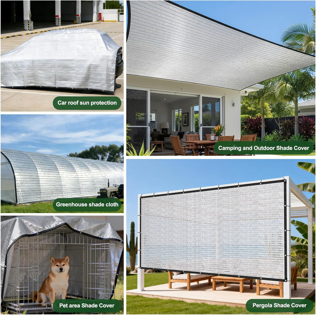 85% Aluminet Shade Cloth, 8x10 FT Heat Reflective Tarp for Blocking Sun