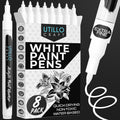 Utillo Craft White Paint Pen (8-Pack), 0.7mm Extra Fine White Paint Markers