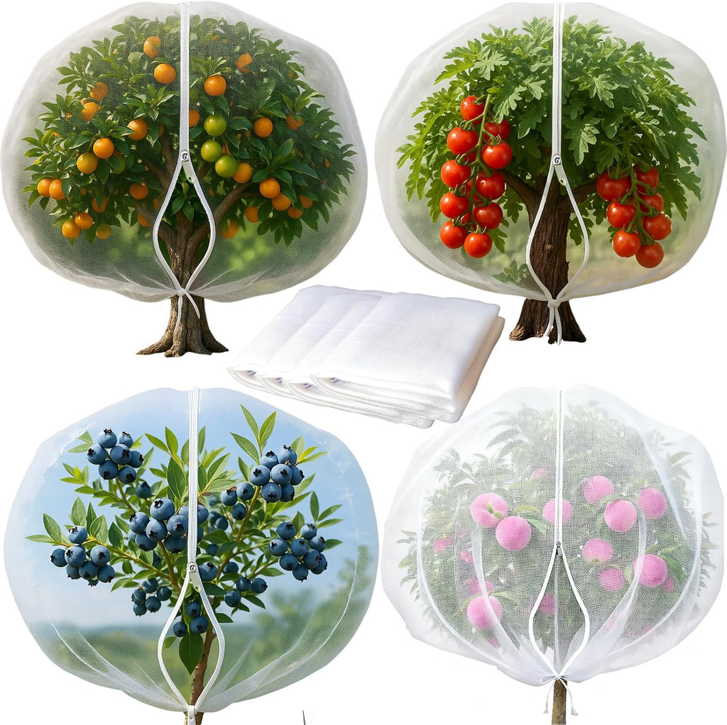 4PACK Garden Mesh Netting with Drawstring & Zipper (2.3Ft x3.3 FT)