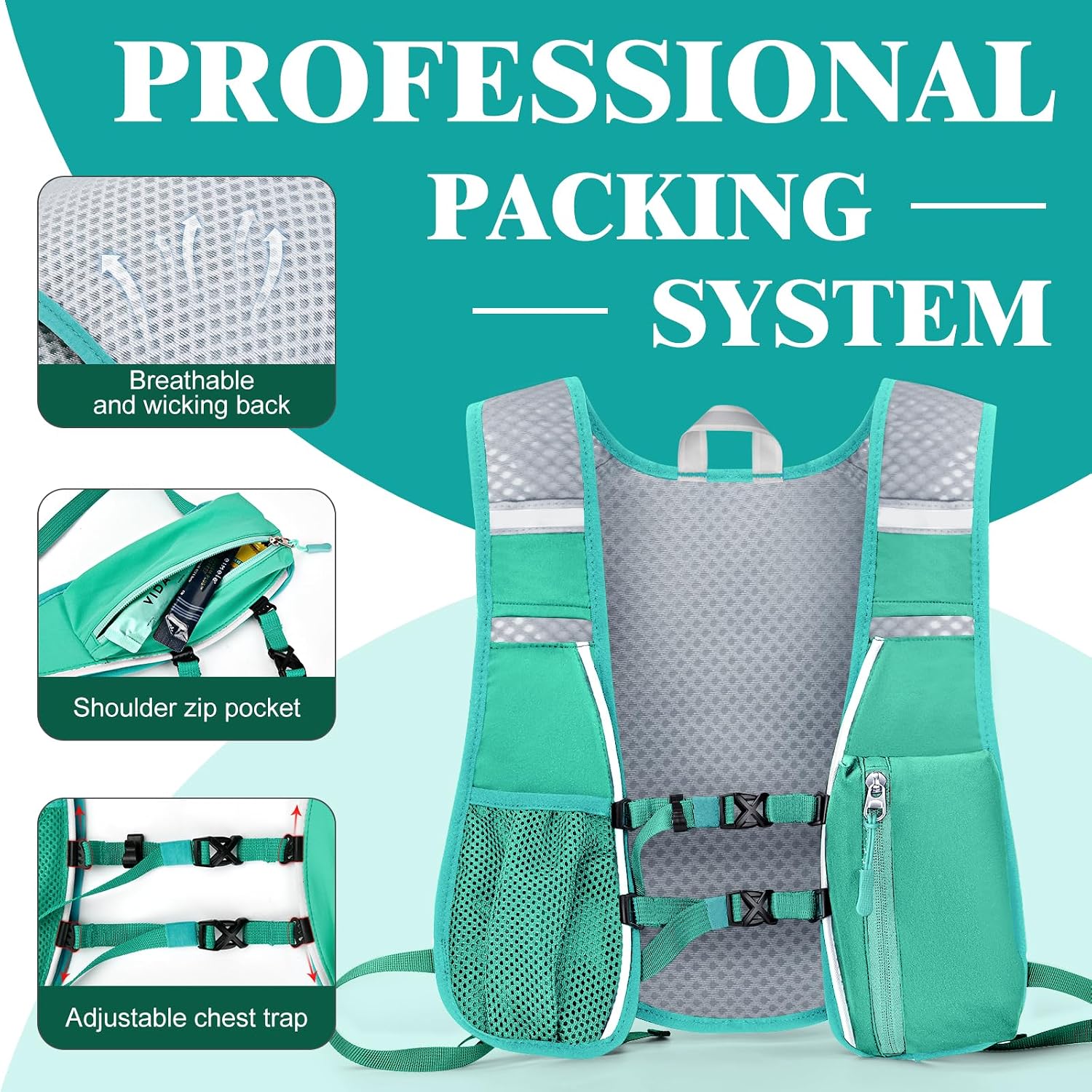 Hydration Backpack with 2L Water Bladder Bag, Lightweight and Breathable Running Vest for Men, Adjustable Chest Straps Water Pack for Cycling Hiking Climbing Outdoor