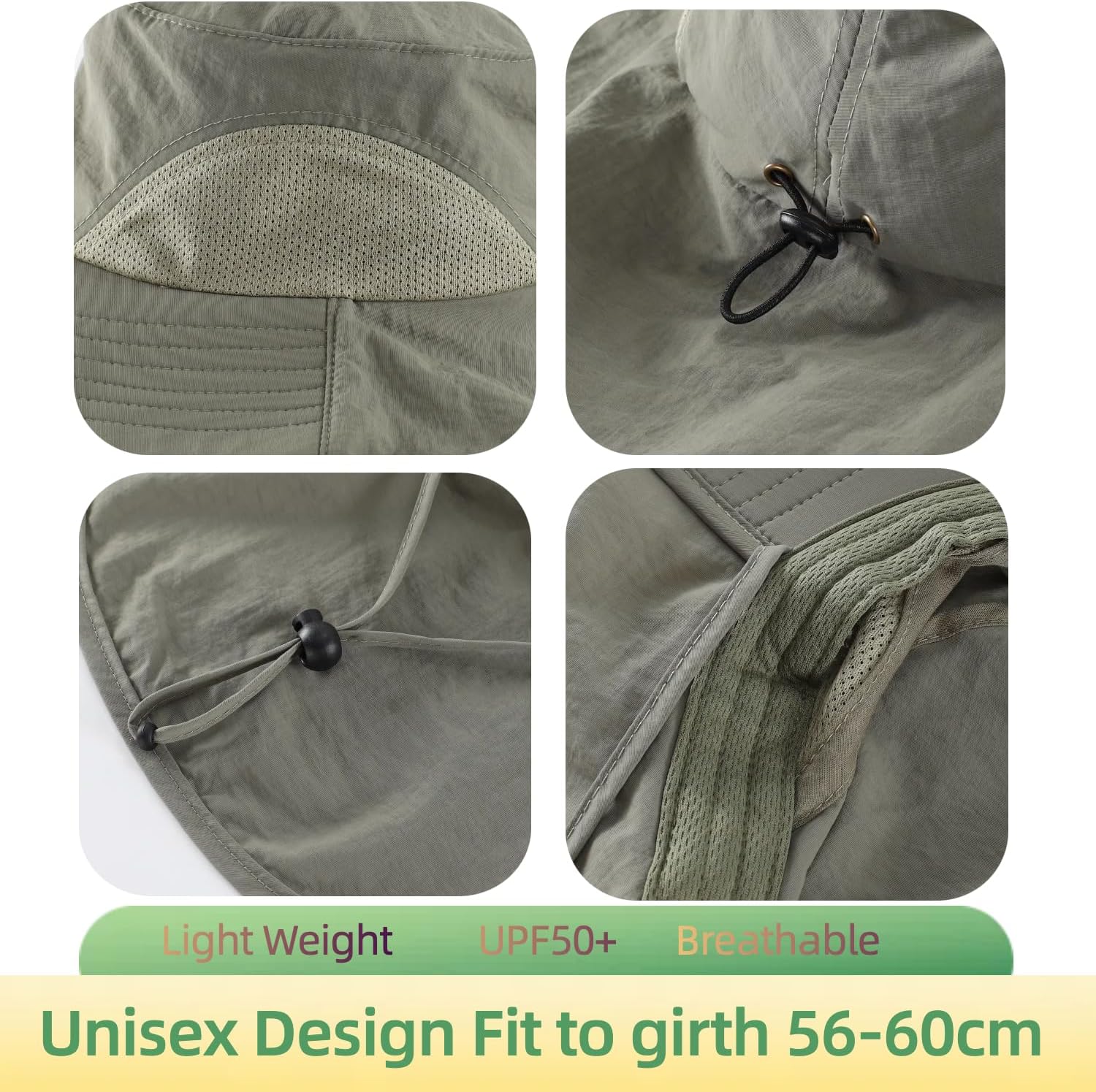 Home Prefer Outdoor UPF50+ Sun Hat Wide Brim Mesh Fishing Hat with Neck Flap